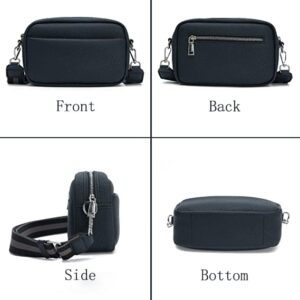 Lushandy Leather Crossbody Bags for Women Crossbody Camera Bag Purse Thick Strap Trendy Small Shoulder Bag with Guitar Strap