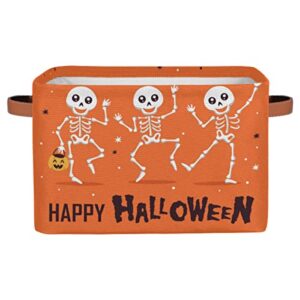 pardick happy halloween large collapsible storage bins ,danc skull decorative canvas fabric storage boxes organizer with handles，rectangular baskets bin for home shelves closet nursery gifts