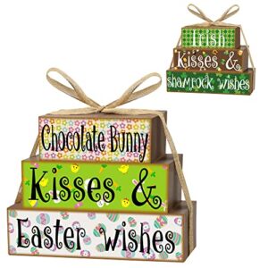reversible easter decorations/st. patrick’s day decor wooden sign, double-sided easter decor st. patrick’s day easter table decor, easter gifts farmhouse easter decorations for the home mantle shelf
