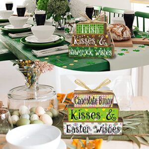 Reversible Easter Decorations/St. Patrick's Day Decor Wooden Sign, Double-Sided Easter Decor St. Patrick's Day Easter Table Decor, Easter Gifts Farmhouse Easter Decorations for the Home Mantle Shelf