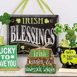 Reversible Easter Decorations/St. Patrick's Day Decor Wooden Sign, Double-Sided Easter Decor St. Patrick's Day Easter Table Decor, Easter Gifts Farmhouse Easter Decorations for the Home Mantle Shelf