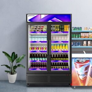 nafcool commercial beverage refrigerator cooler,38 cu ft two glass door merchandiser refrigerator bar wine beer drink display fridge for home or sale used,etl and nsf approval,47.2″ wide