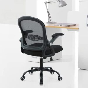 Office Chair,Ergonomic Home Office Chair,Breathable Mesh Task Chair,Adjustable Mid-Back Computer Chair,Desk Chair with Flip-up Armrests,360° Swivel Office Chairs with Memory Sponge Cushion,Black