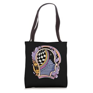 trippy galaxy head – edgy aesthetic streetwear tote bag
