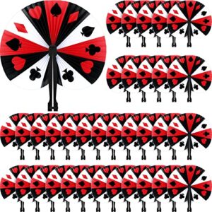 48 pcs casino theme round paper fans casino decorations folding handheld fans game night decorative fans poker game party foldable fan for casino night birthday party decorations supplies