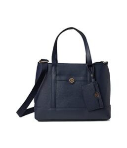 tommy hilfiger gretta ii convertible satchel with hangoff saffiano pvc tommy navy one size