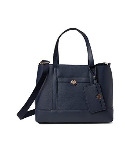 Tommy Hilfiger Gretta II Convertible Satchel with Hangoff Saffiano PVC Tommy Navy One Size