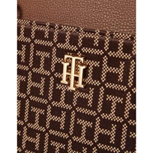 Tommy Hilfiger Antonella II Tote Square Monogram Jacquard Chestnut/Tannin/Red One Size