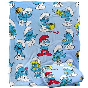 the smurfs blanket, 50″x60″ smurfs all over silky touch super soft throw blanket