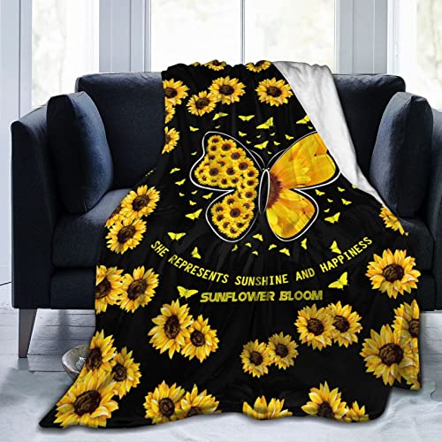 Sunflowers Fashion Flannel Blanket Soft Throw Blankets,Sofa Blankets,Suitable for Bed/Sofa/Office/Camping, Light, Warm and Comfortable.50*60"