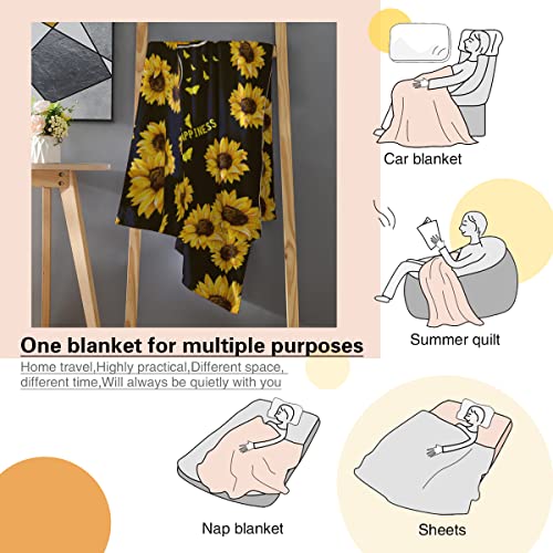 Sunflowers Fashion Flannel Blanket Soft Throw Blankets,Sofa Blankets,Suitable for Bed/Sofa/Office/Camping, Light, Warm and Comfortable.50*60"