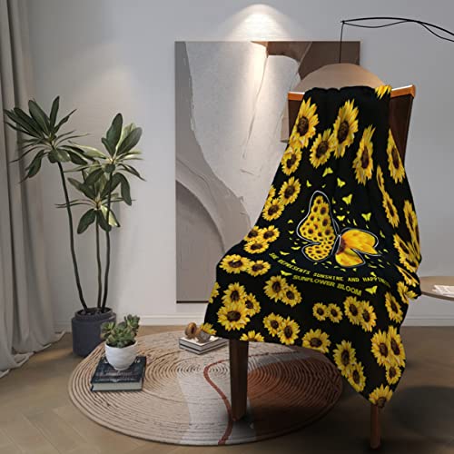 Sunflowers Fashion Flannel Blanket Soft Throw Blankets,Sofa Blankets,Suitable for Bed/Sofa/Office/Camping, Light, Warm and Comfortable.50*60"