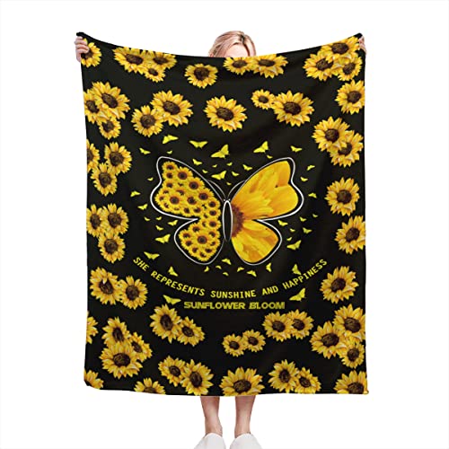 Sunflowers Fashion Flannel Blanket Soft Throw Blankets,Sofa Blankets,Suitable for Bed/Sofa/Office/Camping, Light, Warm and Comfortable.50*60"