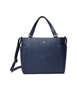 tommy hilfiger beth ii convertible satchel saffiano pvc tommy navy one size