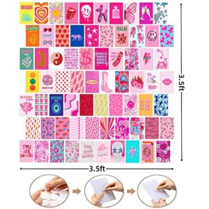 Preppy Aesthetic Pictures Wall Collage Kit - 70 set 4x6 Inch - Trendy Pink Photo Collage Kit for Preppy Room Decor - Cute Small Posters for Dorm Bedroom - Preppy Things for Teen Girls -Trendy Room Decor Preppy Stickers