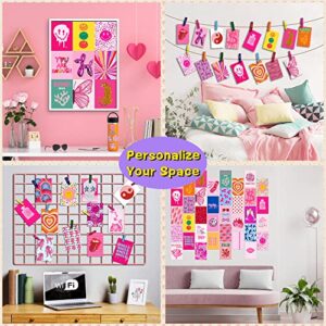 Preppy Aesthetic Pictures Wall Collage Kit - 70 set 4x6 Inch - Trendy Pink Photo Collage Kit for Preppy Room Decor - Cute Small Posters for Dorm Bedroom - Preppy Things for Teen Girls -Trendy Room Decor Preppy Stickers