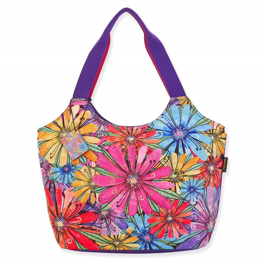 Laurel Burch Fleur Large Floral Shoulder Tote Bag