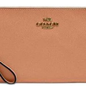 COACH Women`s Large Corner Zip Wristlet Crossgrain Leather/Faded Blush