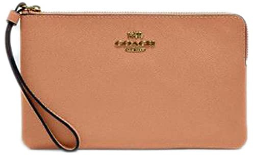 COACH Women`s Large Corner Zip Wristlet Crossgrain Leather/Faded Blush