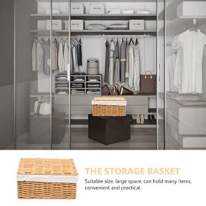 Closet Organizer Woven Wicker Storage woven storage bin woven basket with lid clothes basket Bins with Lid Seagrass Storage Baskets