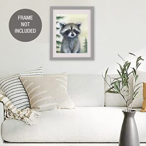 Woodland Creatures Nursery Wall Art Prints Set of 6 for Home Decor (8 x 10 Inch Unframed on Premium Fine Art Matte Paper) Features a Raccoon, Fox, Rabbit, Hedgehog, Deer and Owl