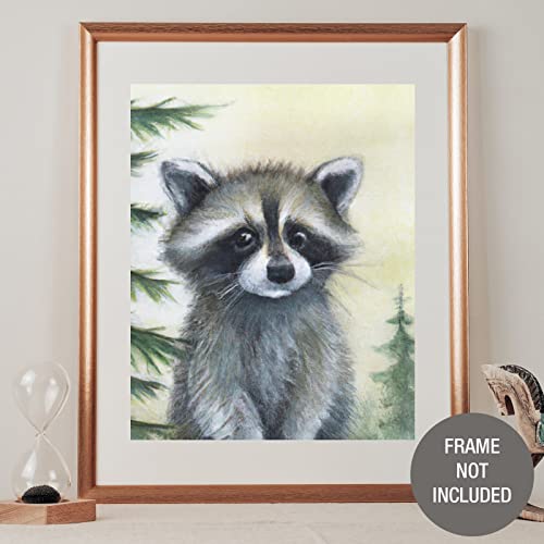 Woodland Creatures Nursery Wall Art Prints Set of 6 for Home Decor (8 x 10 Inch Unframed on Premium Fine Art Matte Paper) Features a Raccoon, Fox, Rabbit, Hedgehog, Deer and Owl