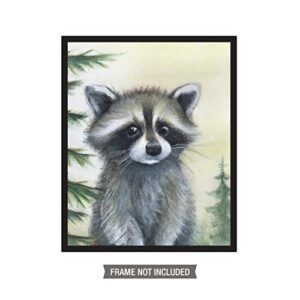 Woodland Creatures Nursery Wall Art Prints Set of 6 for Home Decor (8 x 10 Inch Unframed on Premium Fine Art Matte Paper) Features a Raccoon, Fox, Rabbit, Hedgehog, Deer and Owl