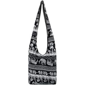 fecialy bohemian shoulder bag printed hippie hobo sling bags canvas crossbody bag for women