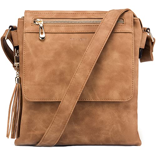 MUIIKOLA Roulens Crossbody Bags for Women, Lightweight Medium Double Compartment Flapover Fashion Shoulder Bag with Tassel