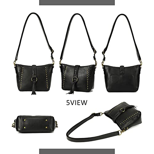 KL928 Purses for Women Shoulder Handbags Crossbody Bag, Black