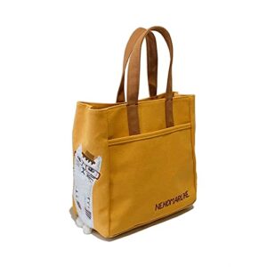 women canvas cat tote bag cat print bag cat graphic shoulder bag hobo crossbody handbag casual(b05)
