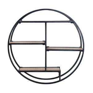 soffee design wall mounted geometry flower rack home decoration layer wall shelves metal rack wood wire kitchen floating hive bedroom iron storage black room, 4-tier round shape