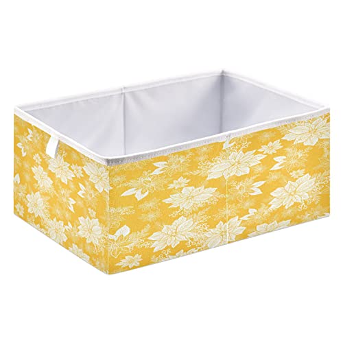 Kigai Yellow Flower Cube Storage Bins - 11x11x11 In Large Foldable Storage Basket Fabric Storage Baskes Organizer for Toys, Books, Shelves, Closet, Home Decor