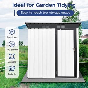 Lyromix 5' × 3' Metal Outdoor Storage Shed with Door & Lock, Waterproof Garden Storage Tool Shed for Backyard Patio,White-Black