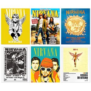 transfix nirvana band posters – set of 6 pcs unframed canvas prints rock posters vintage band posters 8 * 10″ music posters rock n roll posters for men women teens boys fans music lovers