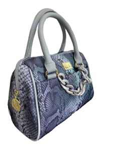 luv betsey by betsey johnson faux leather iridescent snake print small satchel crossbody with chain fashion detail