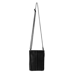 the sak los feliz mini crossbody bag in leather, large purse with single adjustable shoulder strap, black