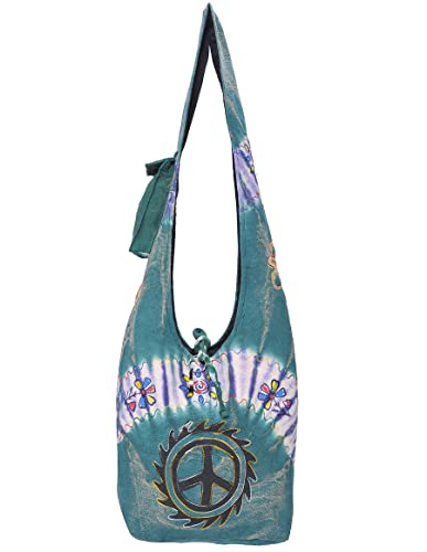 THE COLLECTION ROYAL Hobo Crossbody Bags for Women, Boho Purse, Boho Bag | Hippie Bag, Indie Tote Bag, Cloth Purse for Women (GrnTiePeace)