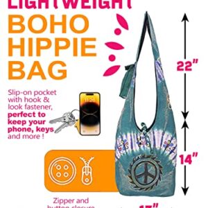 THE COLLECTION ROYAL Hobo Crossbody Bags for Women, Boho Purse, Boho Bag | Hippie Bag, Indie Tote Bag, Cloth Purse for Women (GrnTiePeace)