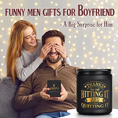 UOKPT Scented Candles for Men - Funny Gifts for Boyfriend - Naughty Birthday Gift for Him - Anniversary Valentines Day Engagement Christmas Love You Presents for Husband Fiance Couples Guy BF