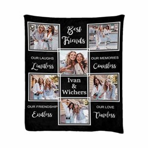 personalized bestie blanket, customized our friendship endless, our love timeless bed throw for woman sister custom blanket throws to best friend birthday gifts 40×50