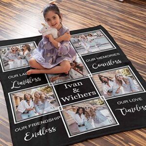 Personalized Bestie Blanket, Customized Our Friendship Endless, Our Love Timeless Bed Throw for Woman Sister Custom Blanket Throws to Best Friend Birthday Gifts 40x50