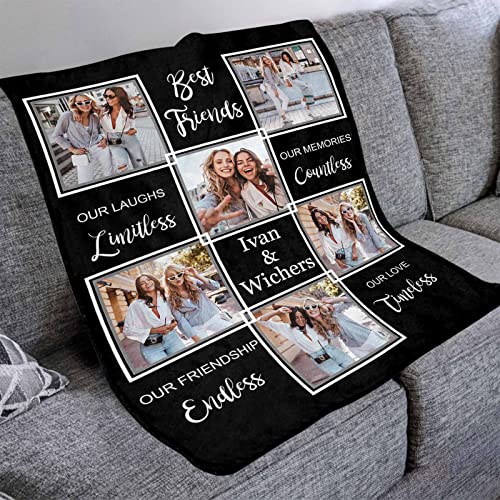 Personalized Bestie Blanket, Customized Our Friendship Endless, Our Love Timeless Bed Throw for Woman Sister Custom Blanket Throws to Best Friend Birthday Gifts 40x50