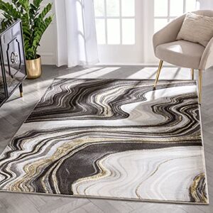well woven werrick glam grey & gold striated marble area rug 9’3″ x 12’6″