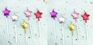 10 cute heart shaped and star birthday candles cake candle-toppers for party wedding cake decoration supplies birthday cake candles happy birthday candles colorful candles (star10)