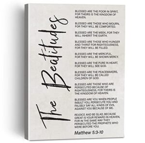 the beatitudes bible verse canvas painting framed wall art decor for home living room bedroom, matthew 5:3-10 quote canvas poster scripture print gifts