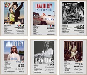 withnotag lana del rey album cover posters print music canvas wall art album cover signed limited posters room aesthetic set of 6 for teen and girls dorm decor 8×10 inch unframed, 8 x 10 inch