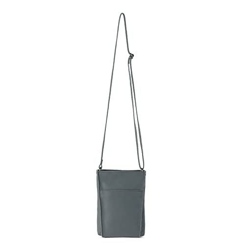 The Sak Los Feliz Mini Crossbody Bag in Leather, Large Purse with Single Adjustable Shoulder Strap, Dusty Blue