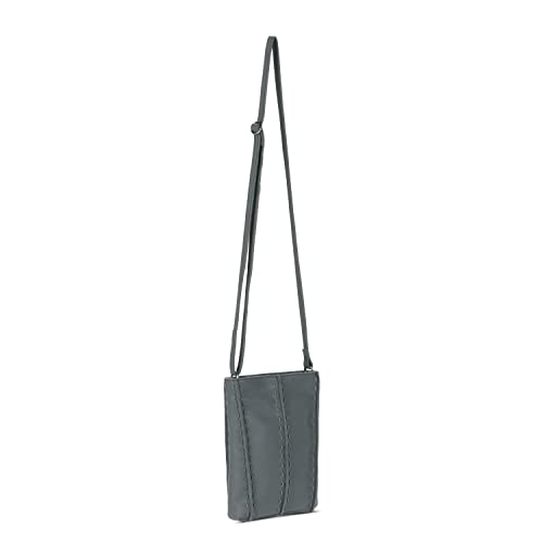 The Sak Los Feliz Mini Crossbody Bag in Leather, Large Purse with Single Adjustable Shoulder Strap, Dusty Blue