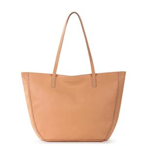 the sak faye tote bag in leather, large purse with double shoulder straps, natural vachetta
